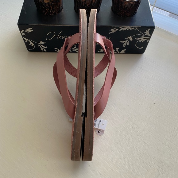 Madewell Rose Leather Boardwalk Crisscross Thong Sandals Size 6 - Picture 4 of 9